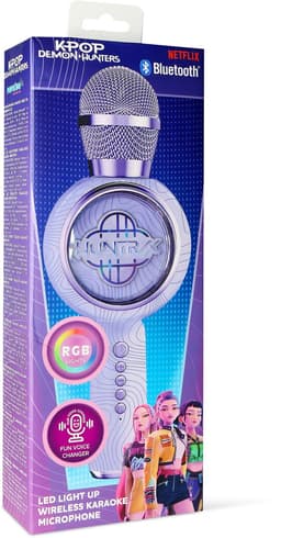 KPop Demon Hunters - Huntr/x - Logo - draadloze karaoke microfoon voor kinderen - oplichtend LED display - speaker - stemvervorming — thumbnail 2