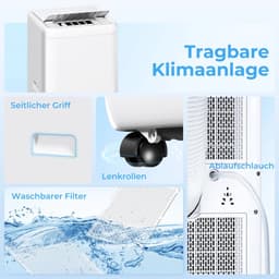4-in-1 Mobiele Airco - Draagbare Airconditioner - 4-in-1 Koelen, Ontvochtiger, Ventilator & Slaapstand - 12000 BTU - voor 18-35 m² - met Afstandsbediening & — thumbnail 9