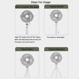 Ventilator Tafel - Mini Fan - Persoonlijke Koeling - Drievoudig Statief - 29 cm Hoog - Wit — thumbnail 2