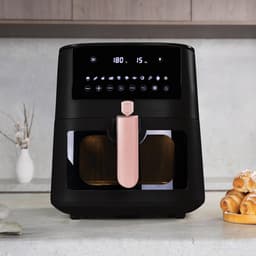 Heteluchtfriteuse - Airfryer Frituurpan - Gezond Frituren - Grote Capaciteit - 8 Liter - Zwart Roze — thumbnail 2