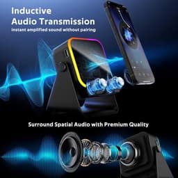 Inductie Speaker met Telefoonhouder – Bluetooth Luidspreker – Draadloze Smartphone Versterker – Compact & Multifunctioneel – Voor Bureau, Thuis & Reizen — thumbnail 2