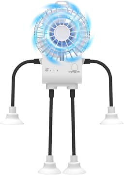 Ulisem - Tafelfan - 3 snelheden - Oplaadbaar batterij - Flexibele poten - Silicone zuignappen - Krachtige wind - Voor slaapkamer en kantoor - Draagbaar en kinderbeveiliging - USB — thumbnail 1
