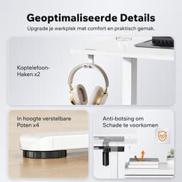 SENSE7 NOJO Light - Elektrisch Bureauframe - Verstelbaar 72-118cm - Geheugen 70kg Belasting - Zit Sta Bureau Wit — thumbnail 2
