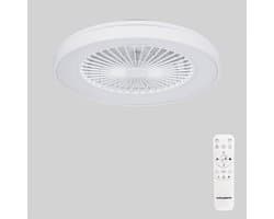 Epochglo Plafondlamp met ventilator Ø48.5cm - LED RGBW - 40W 4200LM - Dimbaar 3000K-6500K - 6 Snelheden - Timer, Afstandsbediening - Fluisterstil - Reversibele - Motor DC - Wit - Woonkamer - Slaapkamer - Keuken — afbeelding 1