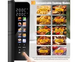 Airfryer – Heteluchtfriteuse – Dubbele Mand – Dubbele Lade – XXL Heteluchtoven – 11L Capaciteit – Verticaal Stapelbaar – PFAS-vrij – 2800W – 10 Kookprogramma’s – Sync & Match Functie