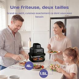 Elektrische Airfryer - Compacte Keukenoven - Gezond Koken - Zonder Olie - 25x25x30 cm - Zwart — thumbnail 2