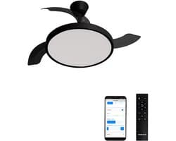 CREATE - Plafondventilator 40W stil met intrekbare bladen met licht - Ø108cm - Zwart- WIFI + Afstandsbediening - WIND CLEAR STUDIO — afbeelding 1