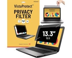 Laptop Schermfilter - Privacyfolie Blauw Licht - Bescherming Gegevens - Dubbele Functie - 13.3 Inch 16:9 - Zwart Transparant