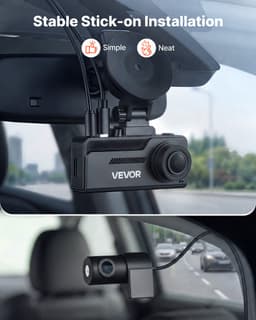 VEVOR 4k Dashcam voor Auto, voor- en Achterkant, 1080p Dubbele Autocamera Met GeïNtegreerde Gps, G-Sensor en 64gb Geheugenkaart, 3,18 Inch Scherm, 129° + 125° Groothoek, Loopopname, Parkeermodus, Zwart — thumbnail 3