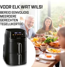 Verticale Heteluchtfriteuse - Airfryer Dubbele Kamer - Gezond Koken - Twee Gerechten Tegelijk - 5 Liter - Zwart — thumbnail 4