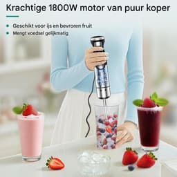 carmdering - Staafmixer - Handmixer - 5-in-1 Keukenmachine - 1600W, ergonomisch, spatvrij - Met maatbeker, hakmolen, mengkom en garde - Incl. opbergrek - Voor smoothies, soepen, sauzen en babyvoeding - 304 roestvrij staal — thumbnail 3