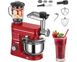 Staande Mixer - Keukenmachine Keukenmixer - Bakken en Koken - 5-in-1 Multifunctioneel - 10 Liter - Rood
