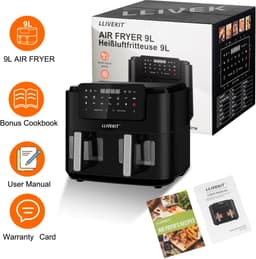 Heteluchtfriteuse met 2 Lades - Airfryer Dubbel - Gezond Koken - Dubbele Kookzone - 9 Liter - Zwart — thumbnail 5