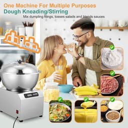 Commerciële Deegmixer - Bloem Mengmachine - Bakkerij Gebruik - Dubbele Rotatie - 5KG - Zilver — thumbnail 4