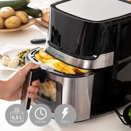 Heteluchtfriteuse - Airfryer - Gezond Koken - Met Kijkvenster - 6.5 Liter - Zwart — thumbnail 3