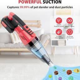 Draadloze Handstofzuiger - Kruimeldief Auto Stofzuiger - Auto Interieur Reinigen - 5500 Pa Hoge Zuigkracht - 1200 Gram - Rood Zwart — thumbnail 4