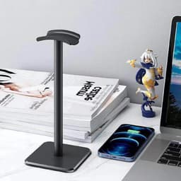 Headset Stand - Gaming Headphone Houder - Over-Ear Headphone Stand - Hoofdtelefoon Haak met Anti-Slip TPU Silicone voor Tafel - Display Case (Zwart) — thumbnail 2