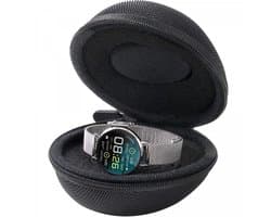 Compacte Horloge Smartwatch Reis Etui | Travel Tas | Hoes | Alternatief voor Horlogedoos / Opbergbox / Koffer | Ideaal voor in Vliegtuig | Geschikt voor o.a Apple Watch, Samsung, Armani, Casio | Zwart