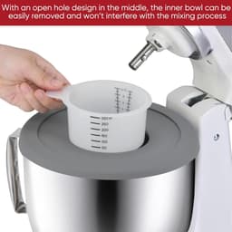 Mixer Kom - Keukenmachine Kom - Bakken en Koken - Met 2 Deksel Opties - 5 Liter - Zilver — thumbnail 3