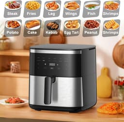 Airfryer - Olievrije Frituurpan - Gezond Koken - XXL Capaciteit - 7 Liter - Zwart — thumbnail 6