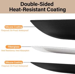 Hittebestendige Mat Beschermmat - Brandwerende Onderlegger voor Aanrecht en Tafel - 60x40 cm Siliconen Glasvezel - Antislip Keukenmat voor Oven, Airfryer, Koffiemachine en BBQ - Warmtebestendige Onderlegmat Keuken Bescherming — thumbnail 6