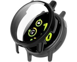 Hoesje Geschikt voor Garmin Vivoactive 5 - Ingebouwde Tempered Glass Screen Protector - Hard Plastic Bumper Case - Zwart