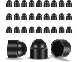 Hexagonale beschermkapjes M6 (10 mm) - 30 stuks plastic schroefdoppen, zwart, voor schroefbeveiliging en bescherming