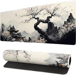 Lange gaming muismat - Groot waterdicht gaming muismat - Versterkte omzoomde randen - Antislip bureaumat voor thuis en kantoor - Verbetert uw bureau-ervaring - 31,5 x 11,8 inch - Inktverf stijl — thumbnail 1