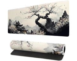 Lange gaming muismat - Groot waterdicht gaming muismat - Versterkte omzoomde randen - Antislip bureaumat voor thuis en kantoor - Verbetert uw bureau-ervaring - 31,5 x 11,8 inch - Inktverf stijl