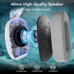 Attack Shark L80 PRO - Gaming Headset - Draadloos - 7.1 Surround Sound - Tri-Mode (2.4G/BT/3.5mm) - Dubbele Microfoon - 40mm Driver - Ultralicht 203g - PC/PS5/Xbox/Switch - Wit — thumbnail 4
