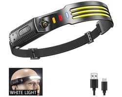 COB LED-hoofdlamp met inductiesensor, ingebouwde batterij, USB-oplaadbare hoofdlamp, zaklamp voor buitenactiviteiten zoals kamperen, vissen en andere buitenactiviteiten. Waterdichte hoofdlamp met sensor voor kamperen, wandelen en vissen.