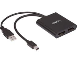 DisplayPort Adapter - Mini DisplayPort Kabel - Scherm Uitbreiden - Twee DisplayPort Uitgangen - 6.4 x 5.8 cm - Zwart