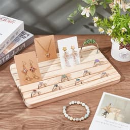 Houten Display Stand voor Sieraden, 6 Slots Oorbellenhouder, Kaarthouder voor Thuis, Kantoor en Winkels, 27.8 x 16.8 x 1.5cm, Perfect voor Organisatie en Presentatie — thumbnail 2