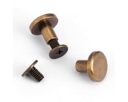 Set van 20 Platte Kop Riviots van Koper voor Leren Ambachten, Inclusief Schroeven en Moeren, Ideaal voor Lederbewerking en Creatieve Projecten (8mm)