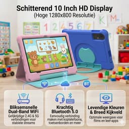 KidsTab Pro 10 Inch — Kindertablet — Android 15.0 — 8GB RAM (4+4) — 32GB — Inclusief Schokbestendige Hoes & Standaard — Roze — thumbnail 2