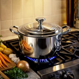 Cheffinger, Roestvrijstalen Kookpan 24cm met Metalen Deksel en Versterkte Handgrepen, Zilver — thumbnail 3