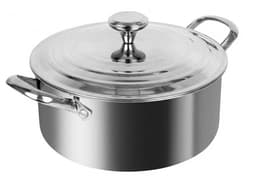 Cheffinger, Roestvrijstalen Kookpan 24cm met Metalen Deksel en Versterkte Handgrepen, Zilver — thumbnail 4