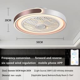 Stille Plafondventilator - Ventilator met Licht - Comfort in Huis - 6 Snelheden Afstandsbediening - 10-25 m² - Bruin — thumbnail 1