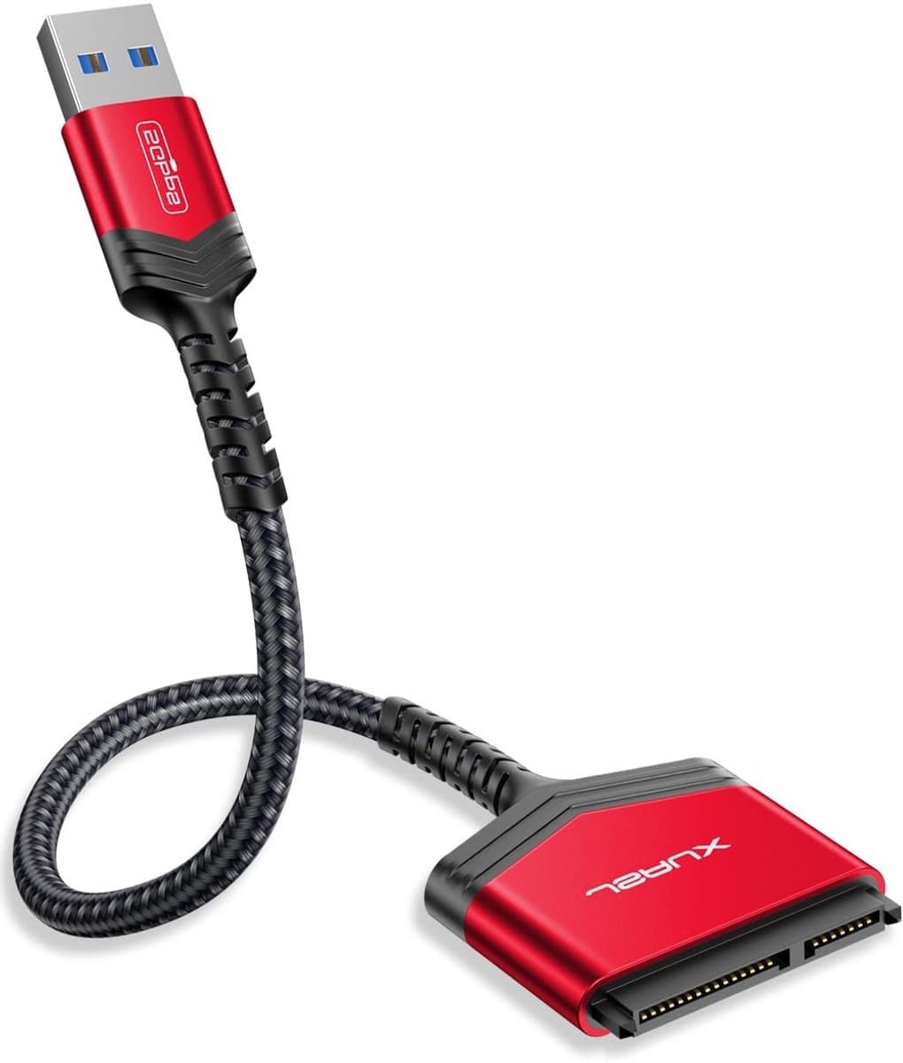SATA naar USB 3.0 Adapter voor 2.5" Hardeschijven en SSD's, Ondersteunt UASP en Trim, Compatibel met Windows, MacOS, ChromeOS en Linux, Rood — afbeelding 1