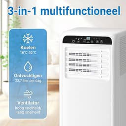 Mobiele Airco - Verplaatsbare Koeler - Ruimte Koelen - 3-in-1 Functie - 7000 BTU - Wit — thumbnail 4