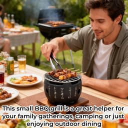 Dailygoods- Mini BBQ Grill Draagbaar - Houtskoolbarbecue - Aluminiumlegering - Grillrek - Snel opwarmend - Ideale kooktemperatuur - Barbecue — thumbnail 3