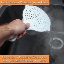Magnetron Kookpot - Zeef Deksel - Snel Koken - Ingebouwde Zeef - 26.7 cm - Wit — thumbnail 2