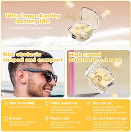 Onzichtbare hoofdtelefoon om te slapen, onzichtbare bluetooth-hoofdtelefoon in huidskleur, hoofdtelefoon, slaap-oordopjes, mini-micro-bluetooth-hoofdtelefoon, bluetooth-headset voor kleine — thumbnail 5