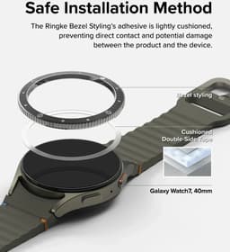 Ringke Bezel Styling + Tempered Glass Geschikt voor Samsung Galaxy Watch 7 40MM - RVS Watch Cover + Screen Protector - 40-99 Zwart — thumbnail 3