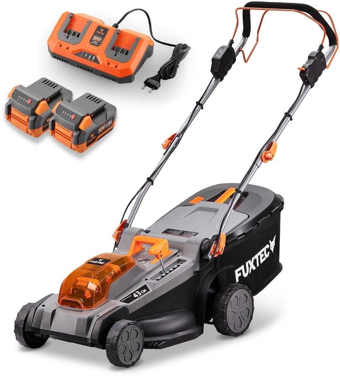 FUXTEC 40V accugrasmaaier FX-E2RM43PRO | inclusief accu en lader | FlexSpeed snelheid | 43 cm maaibreedte | aandrijving op wielen | mulchfunctie — afbeelding 1