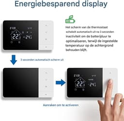 Slimme Thermostaat - Verwarming Regelaar - Comfort Binnen - App en Spraakbesturing - 140 x 81 mm - Zwart Wit — thumbnail 4