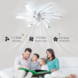 Plafondventilator met Verlichting - Ventilatorlamp - Comfort in Huis - 6 Snelheden Dimbare LED - 78 cm - Goud — thumbnail 3