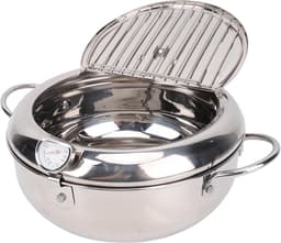 Frituurpan Roestvrij Staal - Friteuse Keuken - Thuis Frituren - Ingebouwde Thermometer - 32 Liter Capaciteit - Zilverkleurig — thumbnail 3