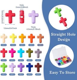 225 stuks dikke acryl kruiskralen in diverse kleuren voor Pasen, ideaal voor het maken van DIY sieraden en creatieve knutselprojecten — thumbnail 3