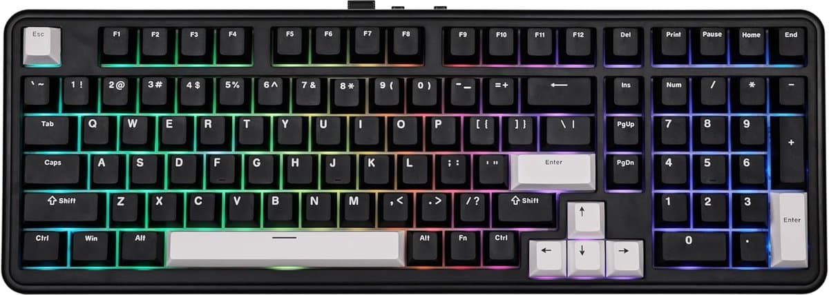 EPOMAKER TH99 - Mechanisch Toetsenbord - 1800 Layout - Tri-Mode Draadloos - RGB Backlight - Gasket Mount - Hot-Swap - 8000mAh Batterij - PBT Keycaps - Zwart — afbeelding 1